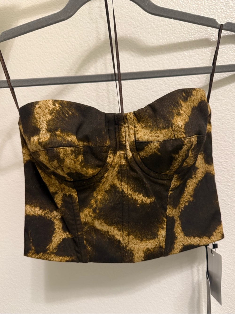 Dolce & Gabbana Black and Gold Leopard Bustier Top